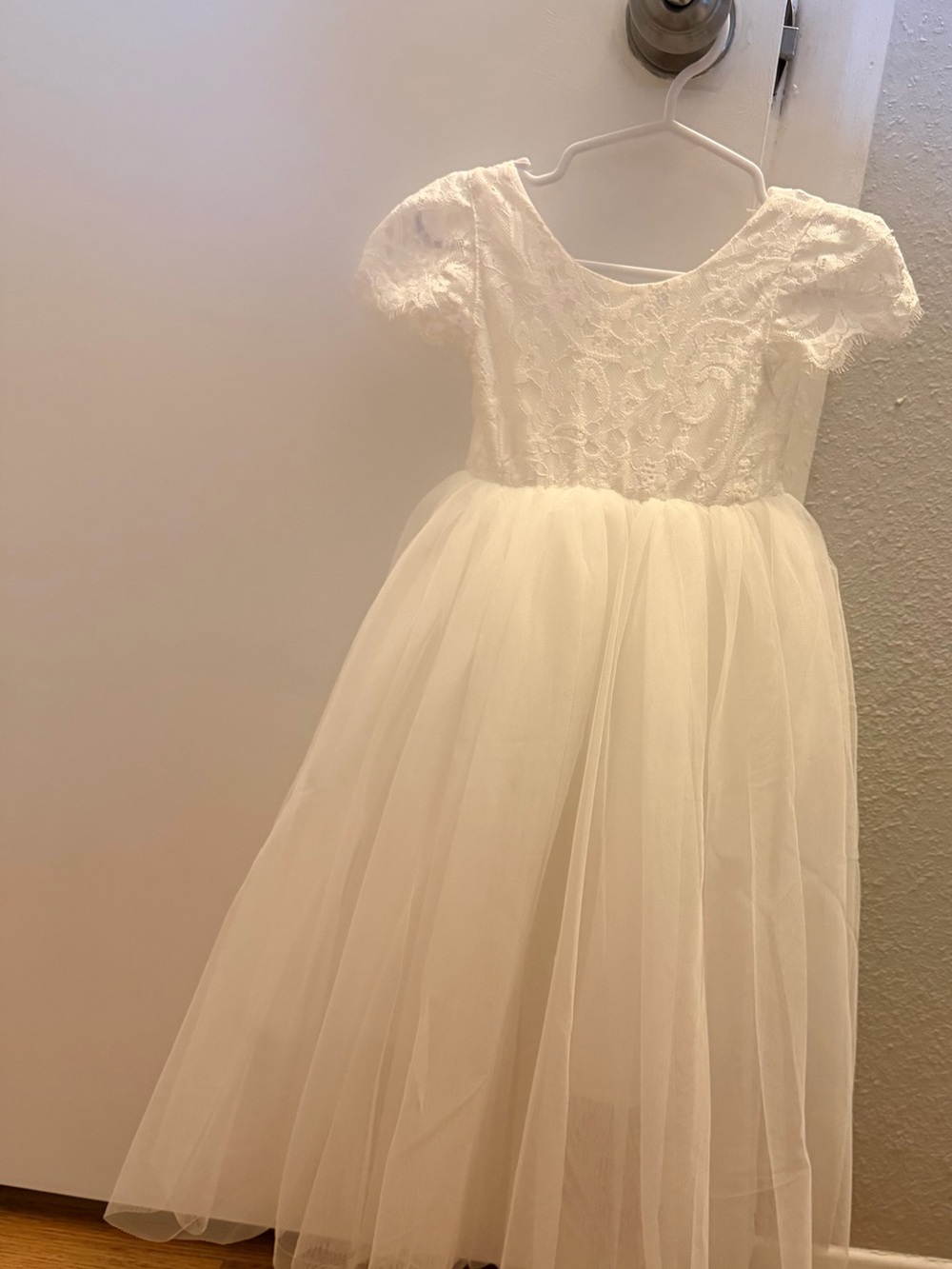 White Lace Tulle Kids Dress
